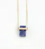 4 couleurs bleu rose Quartz Turquoise collier Rectangle pierre naturelle plaqué or pull longs colliers pour femmes bijoux