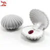 Hela 10st Shell Form Velvet Engagement Wedding Party Ring Case Söta örhängen Halsband Pendant Smycken Display Storage Organ2653