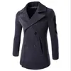 New Long sleeve men's casual Overcoat trench male 2017 fashion slim pea coat geometric print man outerwear boyfriend coats