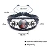 Mode Neues Design Multi Layer Geflochtene Armbänder Schöne Baby Kunst Bild Glas Cabochon Schwarz Leder Wrap Magnetische Armband Für Männer Frauen L