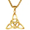 Acier Inoxydable 316L Bonne Chance Charmé Noeud Celtique Triquetra Amulette Pendentif Collier avec Chaîne à Maillons VICHOK