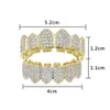 نساء للرجال أزياء الأسنان Grillz Gold Ro Pave CZ Iced-Out Grillz مجموعات أعلى وأسفل Hip-Hop Grillzs Bling Bling Custom Style ،