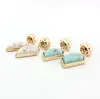 Fashion Gold Color Geometric Natural Stone Geometric Shape White Turquoise dangle Earrings Jewelry For Women