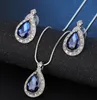 Mode Blauw Crystal Water Drop Sieraden Set Ketting Set Afrikaanse Kralen Charms Maxi Oorbellen Verklaring Bruiloft Sieraden Set