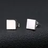 Everfast 10pairs/lot Simple Hiphop Solid Square Stainless Steel Earrings Black Gold Geometric Ear Studs Jewelry For Women Men