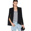XS-XXL 6 사이즈 블랙 화이트 케이프 재킷 옷깃 스플릿 여성 블레이저 자켓 정장 사무실 작업복 오픈 프론트 망토 여성