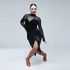 Sukienki łacińskie Czarne Tassel na Danczy Damskie Damskie Dresy Dance Latino Modern Taniec Kostiumy na Salsa Rumba Tango
