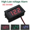 Freeshipping DC 3.6-50V Digitale Voltmeter High-Low Voltage Alarm Rode LED Monitor Tester 5V 12V 24V 36V 48V BatteryCar Volt Meter