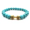 Natural Black Lava Stone Beads Turquoise Dumbbell Bracelet DIY Essential Oil Diffuser Bracelet for women Yoga Jewelry