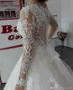 Robe De mariée Vintage en dentelle, profonde et Sexy, col en V, manches longues, effet d'illusion, avec des Appliques, traîne De balayage, Robe De mariée