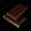 Ny kvalitetspremiumkvalitet Priset 3 Tube Brown Leather Holder Travel Ahidifier Firidifier Present Box7299890