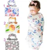 15 Style Dzieci Muzylin Swaddles Ins Okładki Koetki Przedszkole Pościel Newborn Organic Cotton Ins Floral Print Swaddle + Headband Dwie zestawy