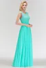 Hunter Chiffon Country Long Bridesmaid Dresses Crew Neck spetsen Topp rygglös golvlängd Bröllopsgäst Maid of Honor Dresses HY4248