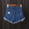 Hög midja tofs stil rippade jeans sommar stor storlek kort byxor kvinnor denim shorts