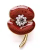 2 "plaqué or rouge peint et clair strass cristal diamante diamante brillant broche broches femmes dree badge