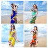 2018 kvinnor blommig bikini cover ups utskrift sexig pareo strand klänning bohemian sarong chiffong strand bikini wrap swimwear scarf sjal brace 6Color