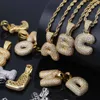 Hip Hop A-Z Bubble Letters Collana con ciondolo Zircone cubico 26 alfabeto Fascino Oro Argento Colore Corda intrecciata Catena per uomo Donna Gioielli regalo