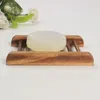 Good sell Dark Wood Soap Dish Wooden Soap Tray Holder Storage Soap Rack Plate Box Container for Bath Shower Plate Bathroom