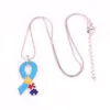 Ny ankomst Autism Awareness Identifiering Halsband Hope Puzzle Piece Mönster Emalj Ribbon Charm Pendant ID Halsband7846785