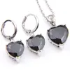 Gloednieuw LuckyShine 5 Sets HeartShaped Hangers Oorbellen Set Black Onyx Gems Sliver Kettingen Bruiloft Gift Sieraden Sets Dame