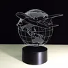 Fly the World Earth Globe Airplane 3D LAMP LAMP ART SCULPTURE IN COLORE 3D Lampada di illusione ottica9369743