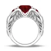 حلقة المجوهرات الأميرة 925 الفضة الأحمر روبي الأحجار الكريمة جوهرة الزفاف خاتم الخطوبة القلب