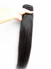 Brazilian Human Virgin Hair Light Yaki Hair Weft Clip In Human Hair Extensions Unprocessed Natural Black Color