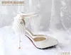 2019 Nuovo arrivo Scarpe da sposa estive Scarpe eleganti da sposa in cristallo di perle Artigianato Piattaforme con tacco alto Prom Party Shoes314I