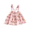 2018 Bébé Fille Vêtements Imprimé Floral Bretelles Dos Nu Bébé Robe D'été Sans Manches Ensemble Tenues Enfants Vêtements Robe Toddler All-match Dress