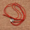 Real 925 Sterling Silver Handcuff Menottes Pendant Necklace With Red Black Rope For Men Women France Dinh Jewelry205I