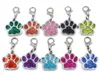 50 stks / partij Bling Dog Bear Paw Footprint met Lobster Clasp DIY Hang Hanger Charms Fit voor Sleutelhangers Ketting Bag Maken