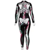 2018 novos ternos de cosplay de halloween para mulheres trajes de padrão de esqueleto humano festa de halloween skintight impresso manga longa bodysuit3107