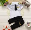 2018 Kinderkleidung Anzüge Kinder Baby Jungen Sommer Kleidung Sets Baumwolle Kinder Krawatte Gentleman Outfits Kind Kurzarm Tops T-Shirt