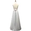 Beading Flowers Long Prom Dresses 2022 Tulle Silver Sexy Evening Party Gowns V Neck