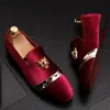 Style New Fashion Gold Top Men Veet Dress Shoes Mens Handmade Loafers Men's Flats Party and Wedding Shoe J178 s 's