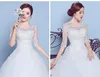 Abito da sposa nuovo arrivo 2018 Vestido De Noiva Ricamo a mezza manica in pizzo con applicazioni di perline Royal Train su misura