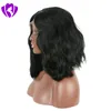 12 pouces noir/marron/blond cheveux naturels brésiliens avant de lacet perruques sans colle court Bob perruques de cheveux synthétiques ondulés avec frange pour les femmes noires