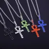 5 Farbe Ägyptischer Ankh Kreuz Anhänger Iced Out Rot Blau Strass Schlüssel des Lebens Kreuz Anhänger Männer Hip Hop Halskette Drop Shipping