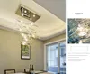 Modern Crystal Pendant Light Rectangle Hanging Lamps Fixtures Creative Fish Droplight for Bedroom Living Room Decor