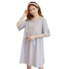 Summer Fashion Maternity Nursing Dress Striped Cotton Loose Breastfeeding Clothes for Pregnant Women Pregnancy Casual Wear