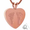 Footprint Engraved Heart Cremation Urn Necklace Ashes Keepsake Memorial Pendant