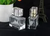 送料無料30mlの香水ガラススプレーボトル銀の金のポンプとキャップ高さの空の正方形の香水瓶30 ml