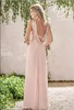 2017 New Rose Gold Dridade Vestidos Uma Linha Espaguete Lantejoulas Backless Chiffon Barato Long Beach Wedding Beach Vestido Doméstide Doméstica