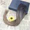 Jeden kawałek klips w ludzkich przedłużeniach włosów Ombre Balayage Color 2 Fading to Color 8 5Clips z koronką7637301
