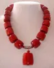 Nouveau collier de pierres précieuses de corail rouge étonnant 18