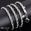 Haute qualité 925 argent sterling plaqué 2 MM Flash corde torsadée chaîne en argent breloque collier unisexe collier nouveau