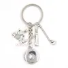 Ny ankomst DIY utbytbar 18mm Snap Jewelry Golg Key Chain Handbag Charm Snap Keychain Golf Key Ring Smycken för golfälskare gåva