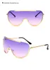 Oversize Shield Sunglasses Big Frame Alloy One Piece Sexy Cool Sun Glasses Women Gold Clear Eyewear Gradient3145220