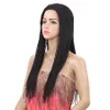 Mode 2x twist flätor peruk natur svart långa syntetiska hår peruker för kvinnor 22inch beautful peruk