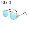 DSGN CO. Moderne Gothic Steampunk Sonnenbrille für Männer und Frauen, verstellbare Abdeckung, runde Sonnenbrille, 8 Farben, UV400